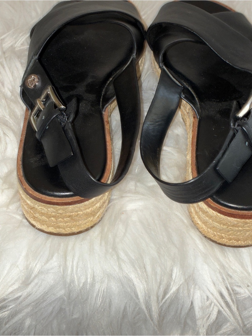 Michael Kors Black Leather Crisscross Slingback Sandals Sz 6.5 - Picture 7 of 12